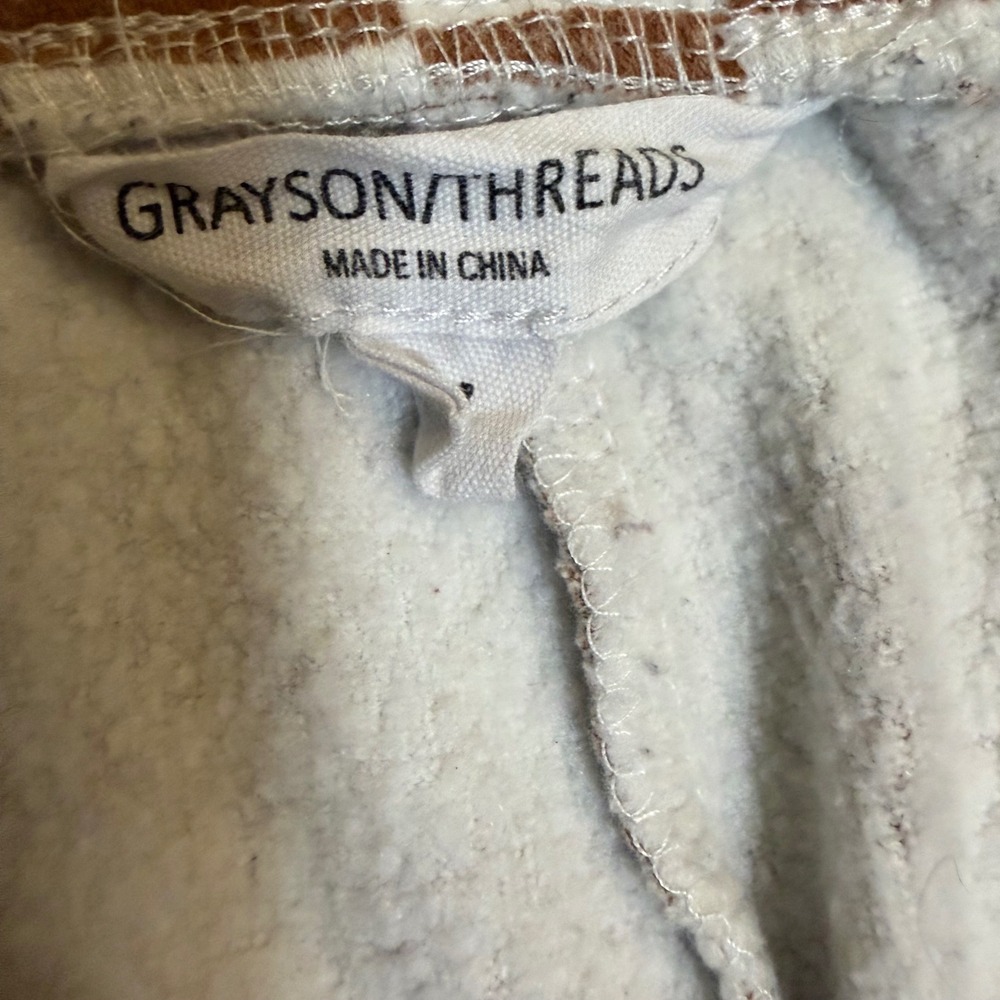 Grayson Threads Brown White Checkered Flare Sweatpants Bell Bottom Medium - Picture 4 of 5